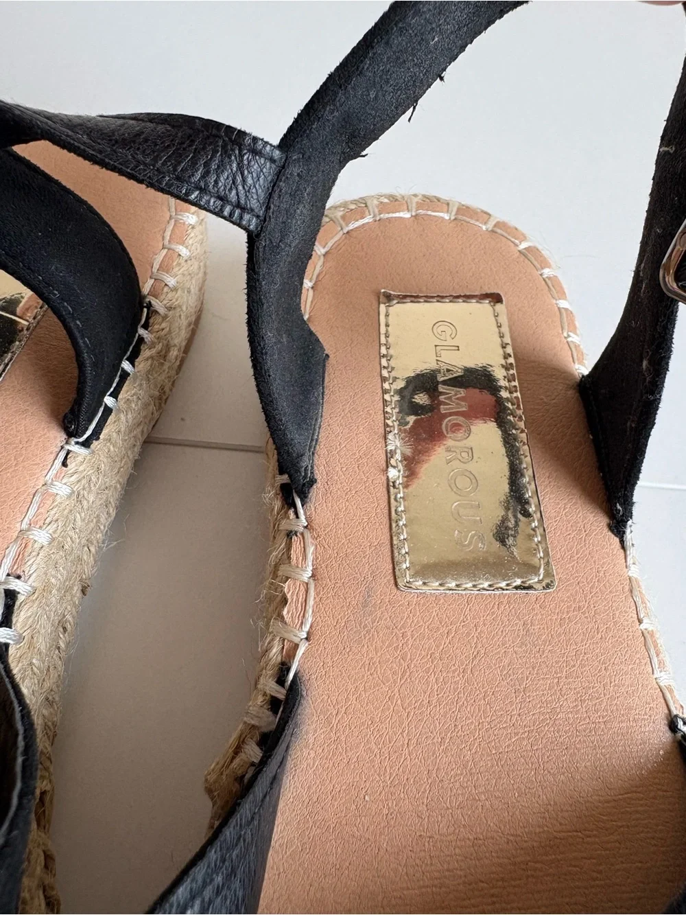 Black Espadrille Platform Sandal with Ankle Tie - Women